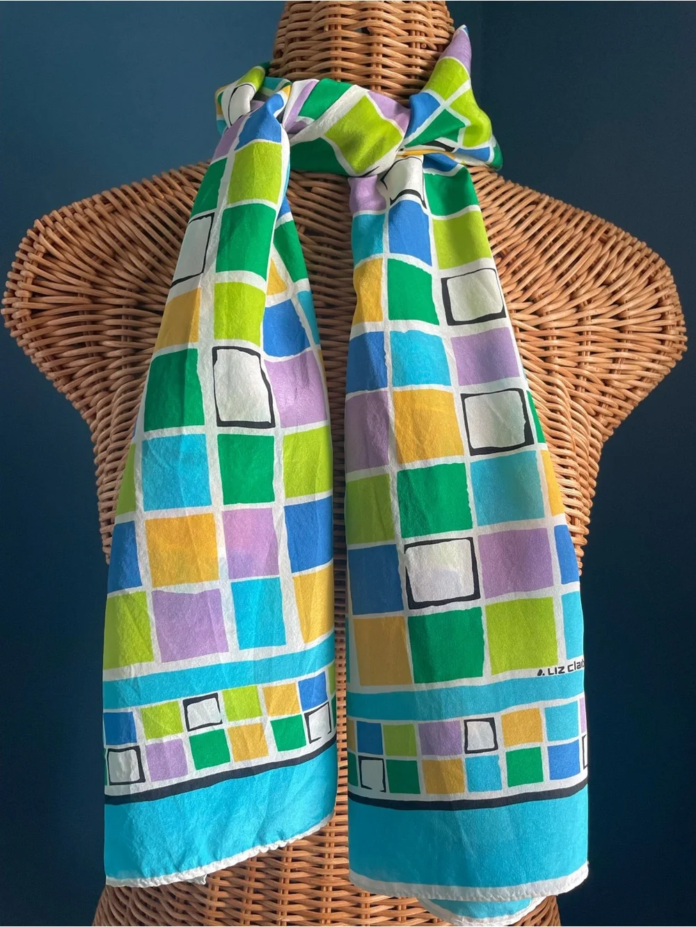 Vintage 80’s Liz Claiborne Mod Abstract Geometric Oblong Scarf